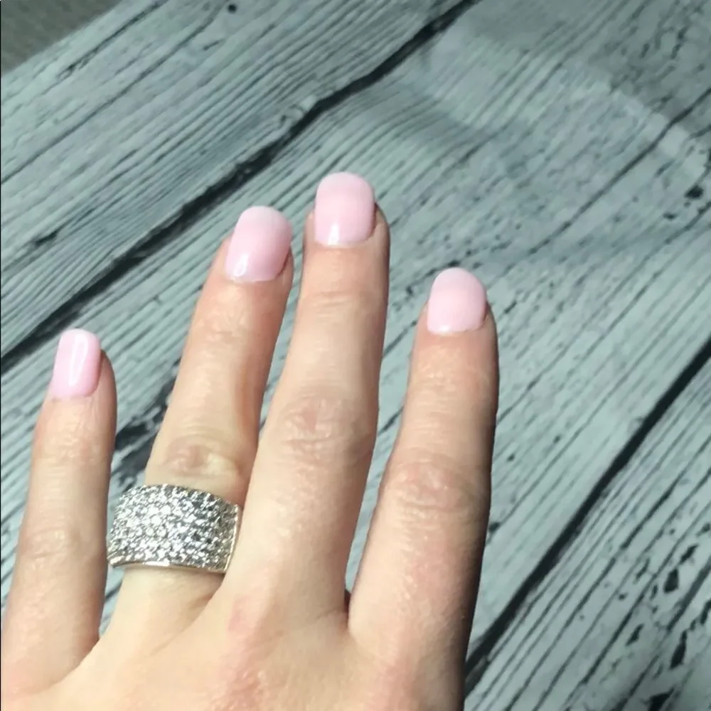 Silver sparkle rhinestone fashion ring - size 6